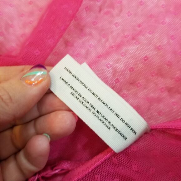 Jessica Simpson Babydoll Pink Mesh & Lace Racerback Nightie Size Medium - Picture 11 of 13